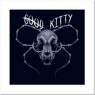 G̶o̶o̶d̶ Kitty Skull White Text Blue Posters and Art